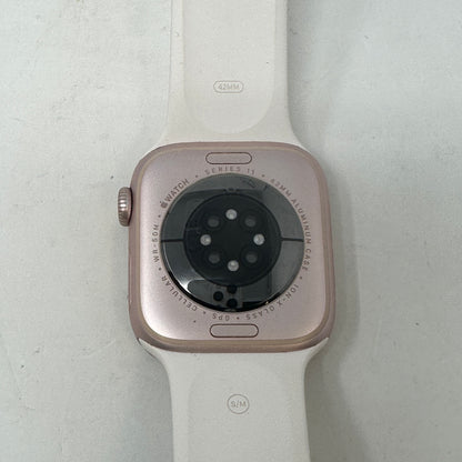 Unlocked Apple Watch Series 11 42MM Rose Gold Aluminum White Sport Band MF8E4LW/A
