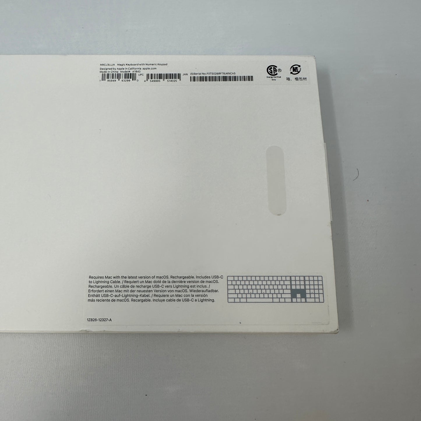 Apple Magic Keyboard A1843 w/ Numeric Keypad MXCJ3LL/A White