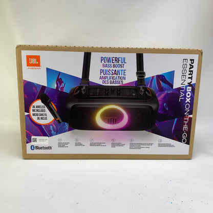 New JBL PartyBox On-The-Go Essential Portable Wireless Party Speaker Black JBLPBOTGESAM