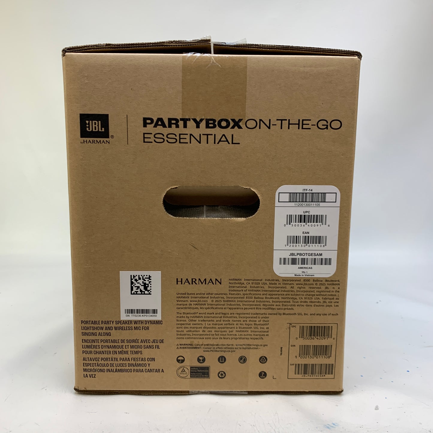 New JBL PartyBox On-The-Go Essential Portable Wireless Party Speaker Black JBLPBOTGESAM