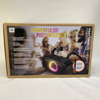 New JBL PartyBox On-The-Go Essential Portable Wireless Party Speaker Black JBLPBOTGESAM