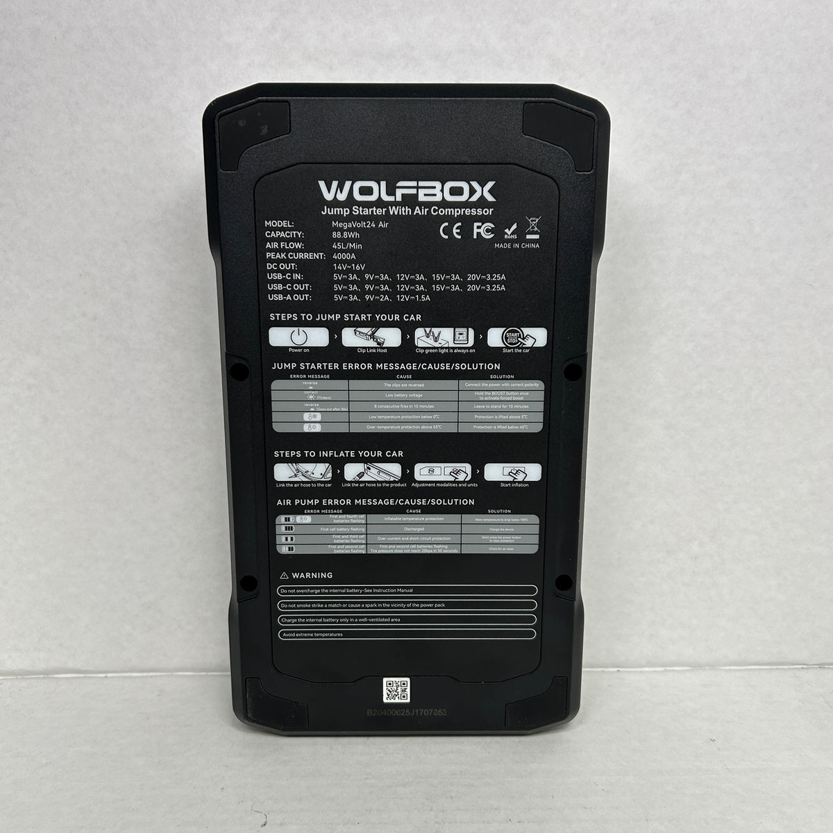 WOLFBOX MegaVolt 24 Air Jump Starter Air Compressor 4000A