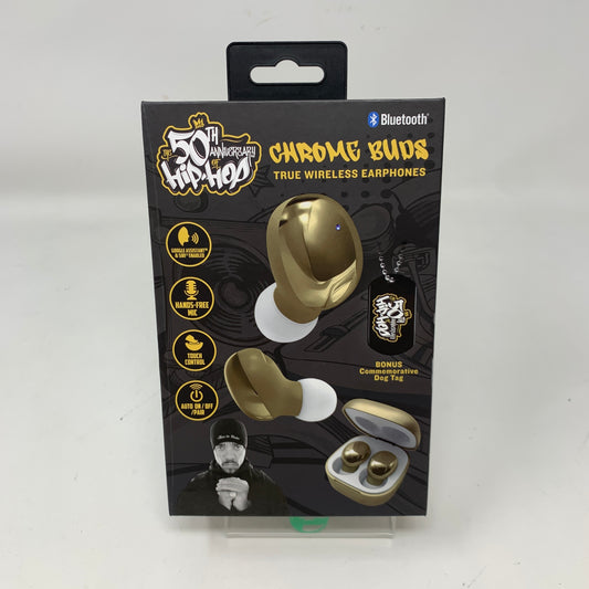 New TWS Bluetooth Chrome Buds Gold 50th Hip-Hop Anniversary Edition Wireless Earbuds