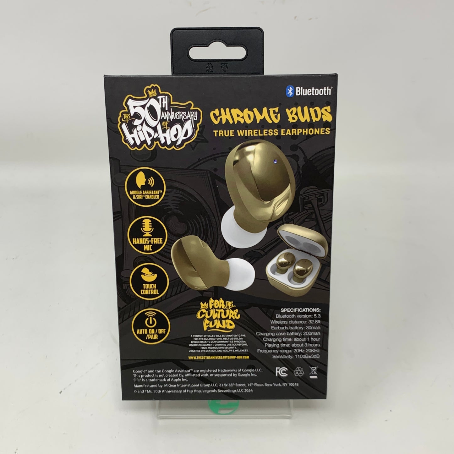 New TWS Bluetooth Chrome Buds Gold 50th Hip-Hop Anniversary Edition Wireless Earbuds