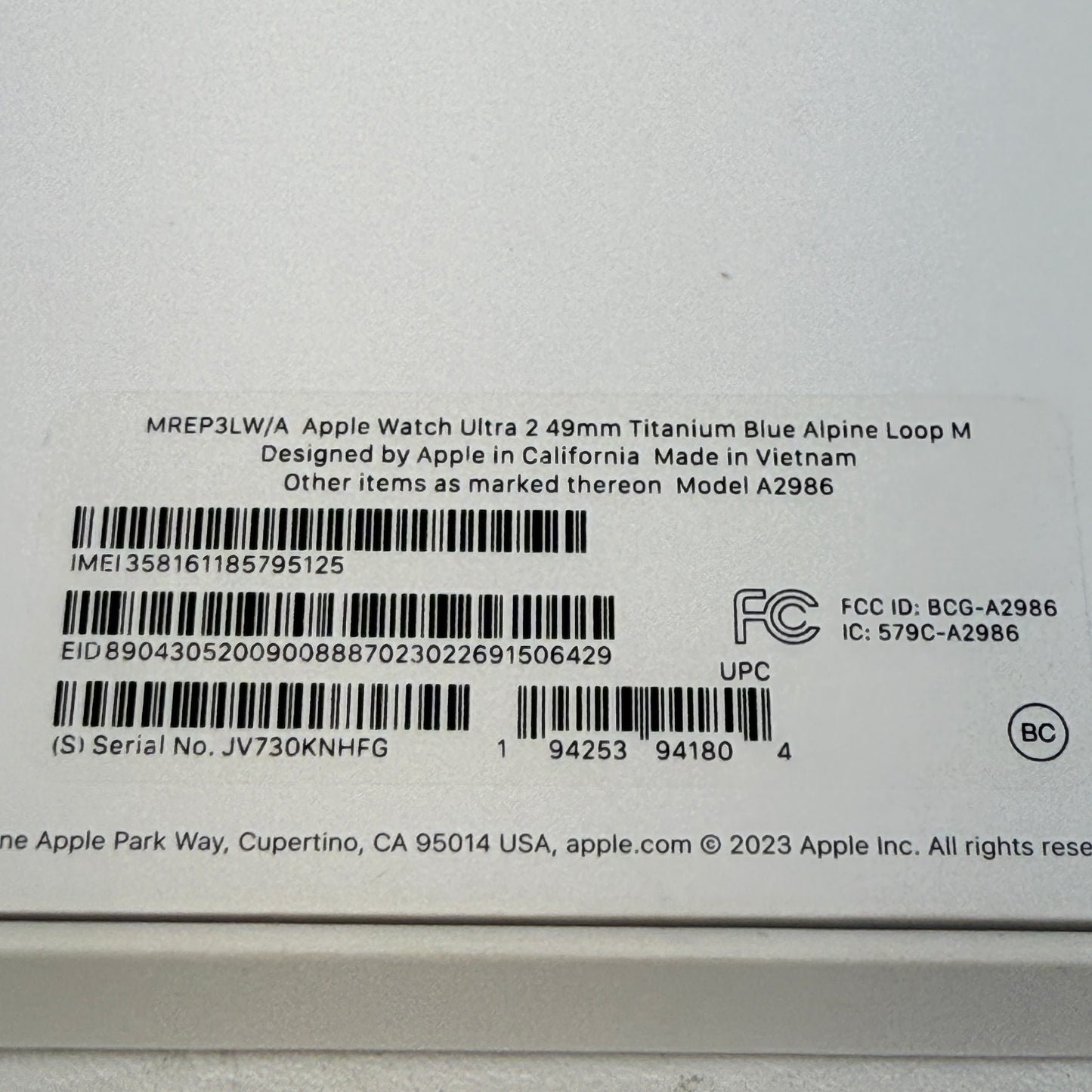 Unlocked Apple Watch Ultra 2 49MM Natural Titanium Alpine Loop MREP3LW/A