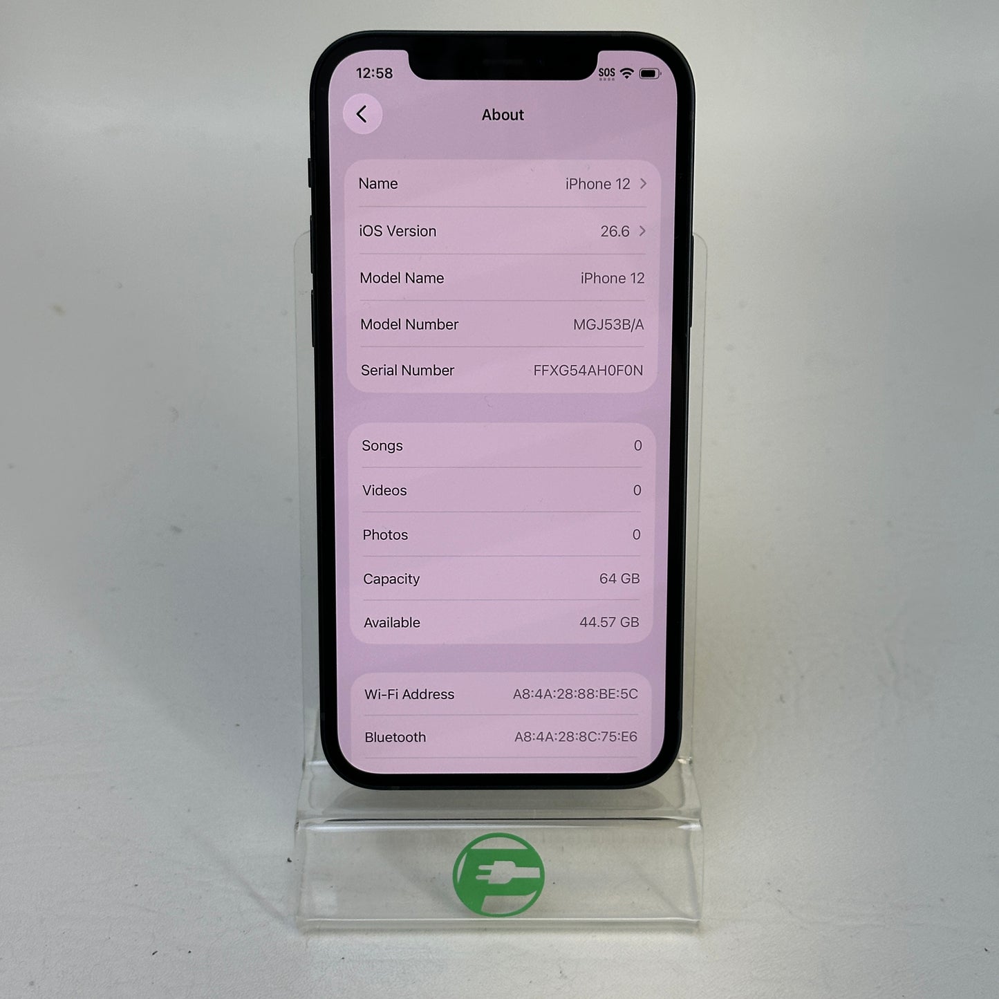 Factory Unlocked Apple iPhone 12 64GB Black MGJ53B/A