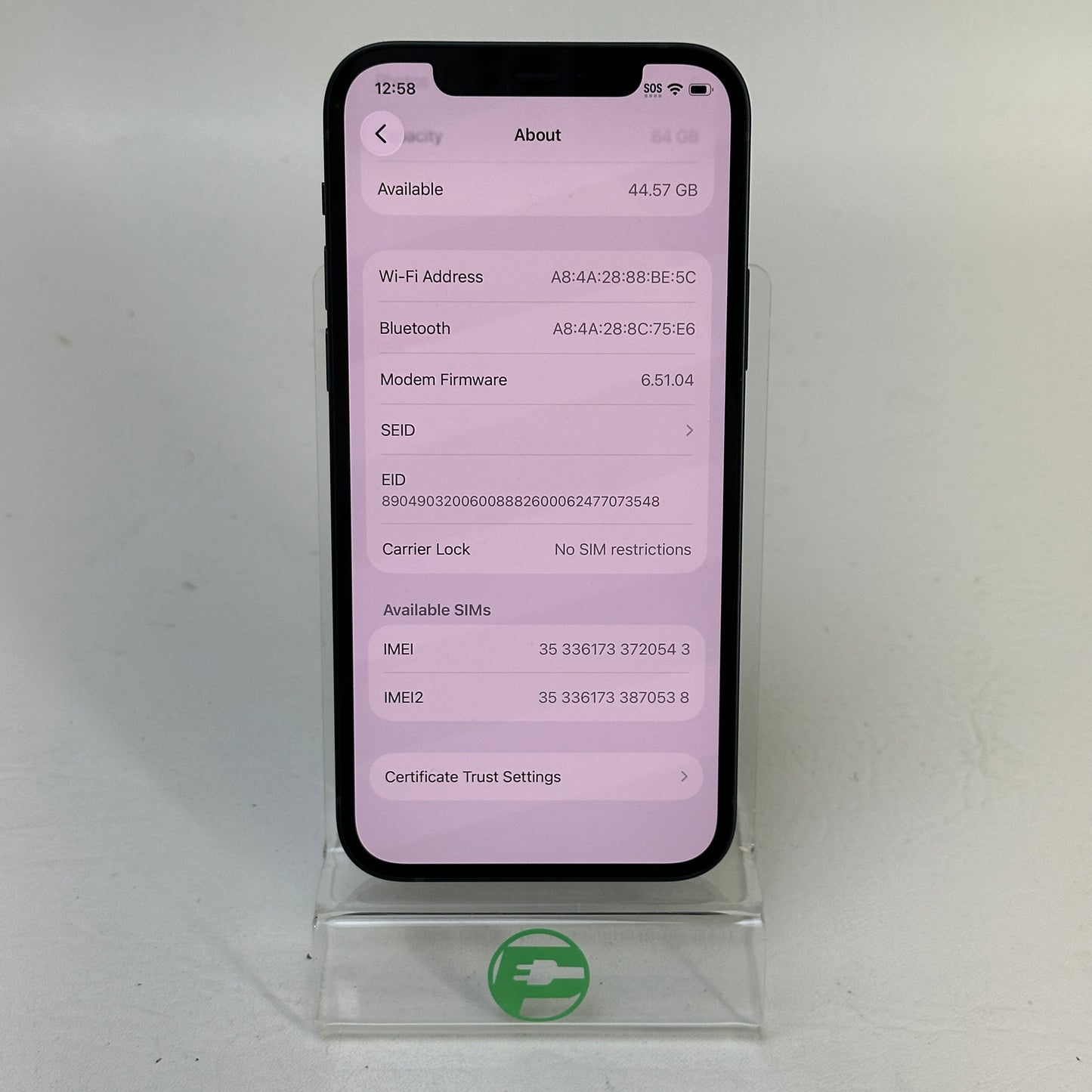 Factory Unlocked Apple iPhone 12 64GB Black MGJ53B/A