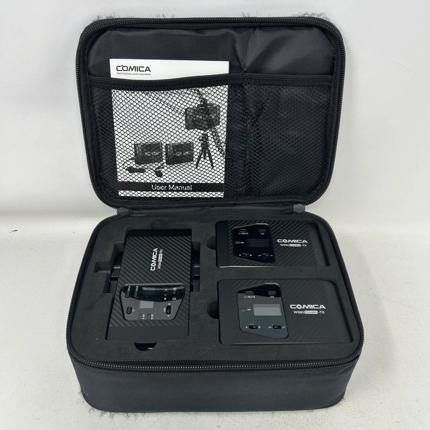 Comica CVM-WS60 Wireless Lavalier Microphone System Dual UHF for Camera & iPhone