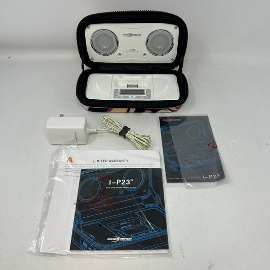 Sonic Impact i-P23 iWake Portable Speaker System Mineral White