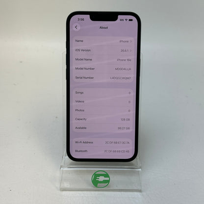 Factory Unlocked Apple iPhone 16e 128GB Black MD0D4LL/A