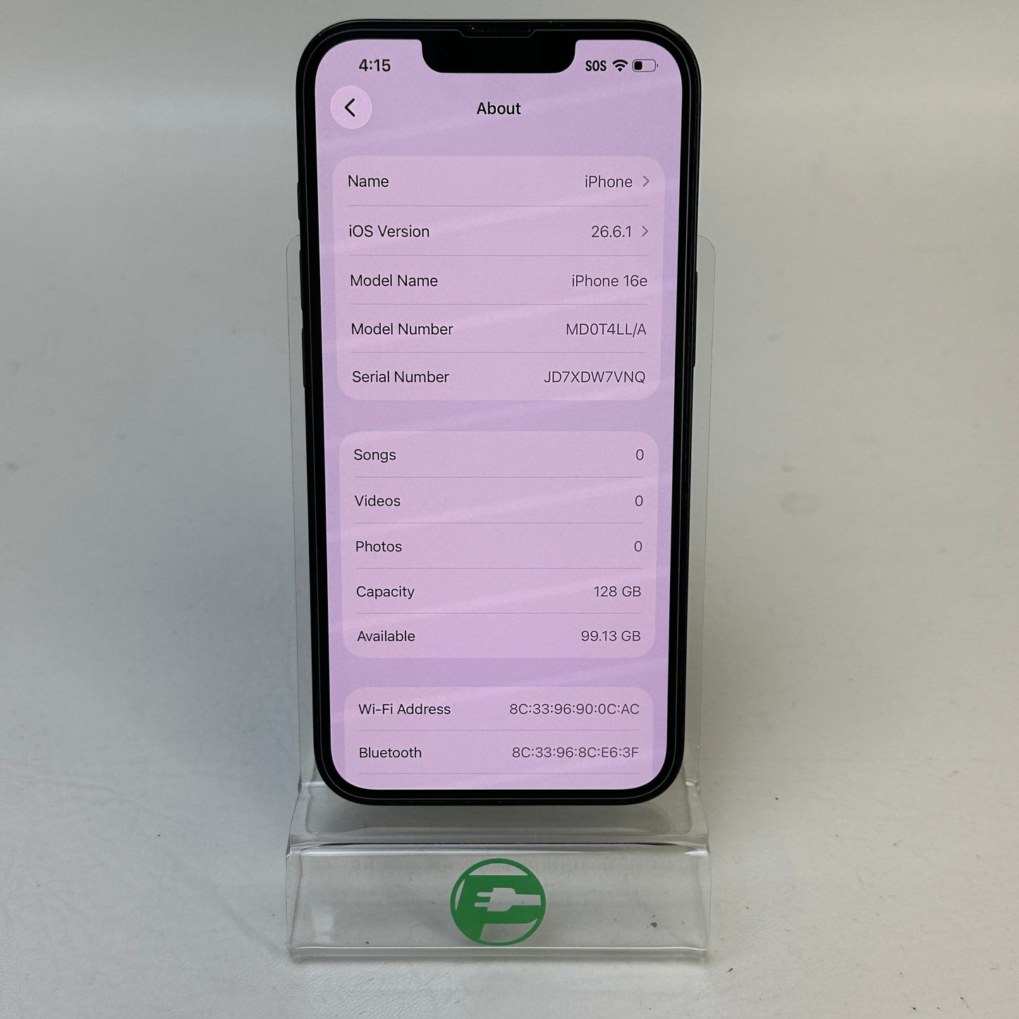 Factory Unlocked Apple iPhone 16e 128GB Black MD0T4LL/A