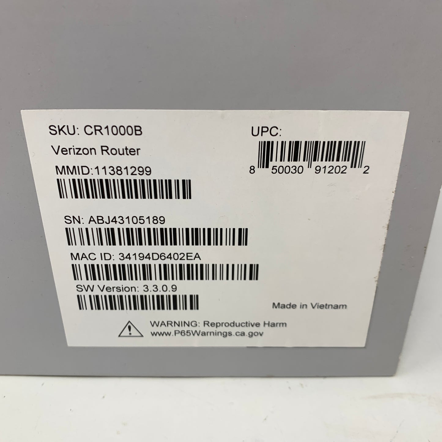 Verizon CR1000B Tri Band WiFi 6E Wireless Home Router