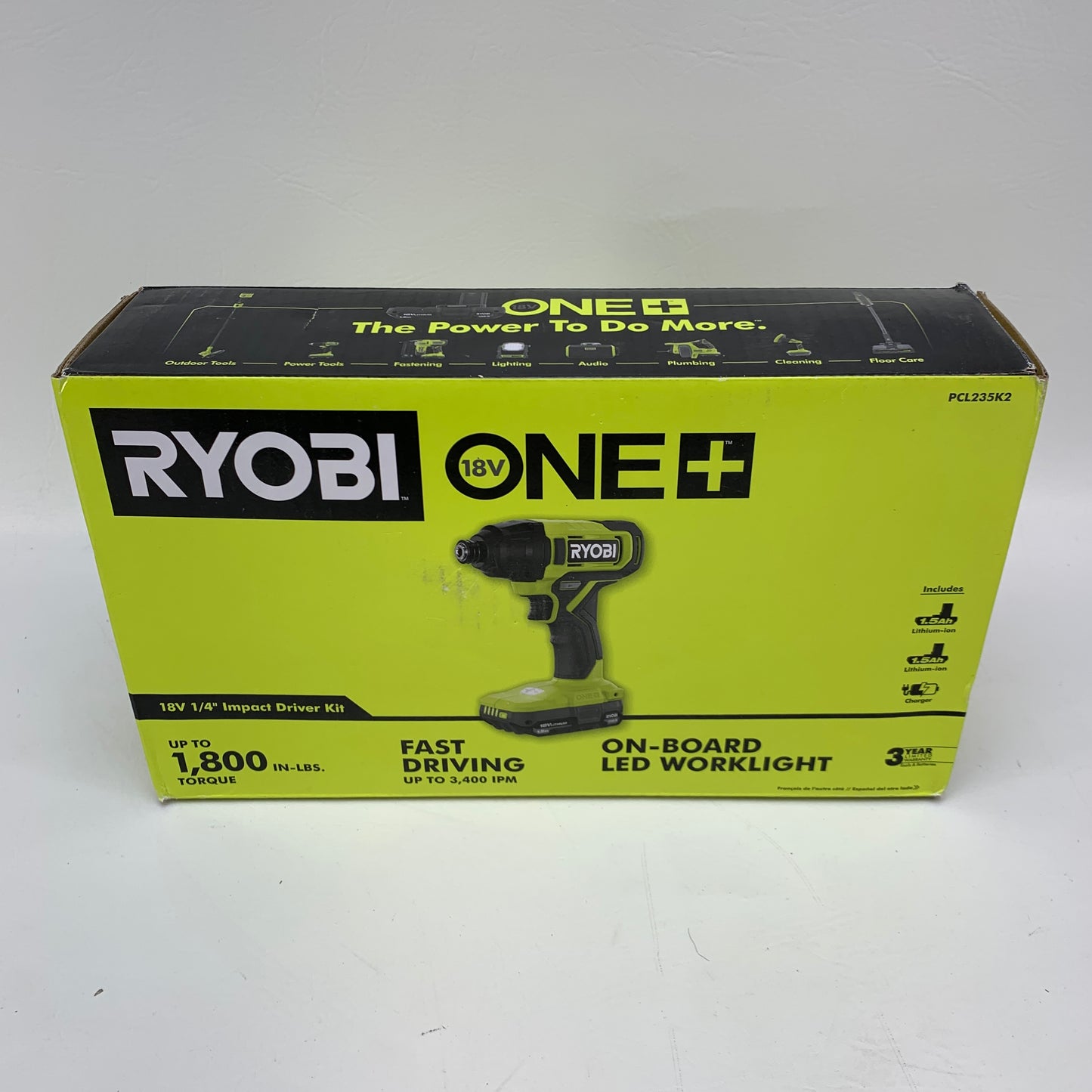 New Ryobi PCL235K2 18V ONE+ Cordless 1/4 inch Impact Driver Kit