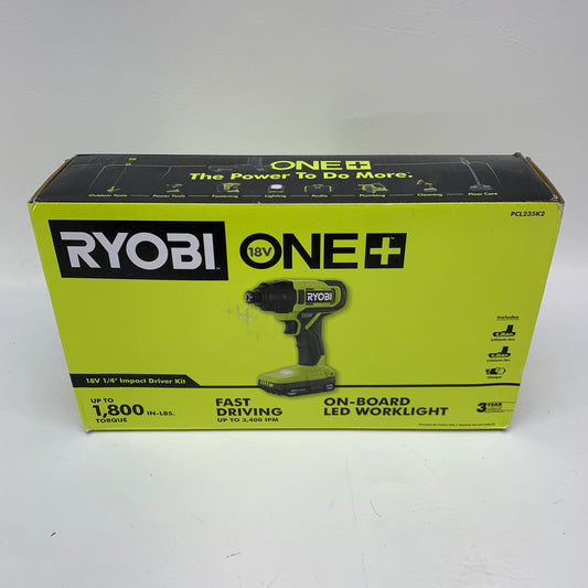 New Ryobi PCL235K2 18V ONE+ Cordless 1/4 inch Impact Driver Kit
