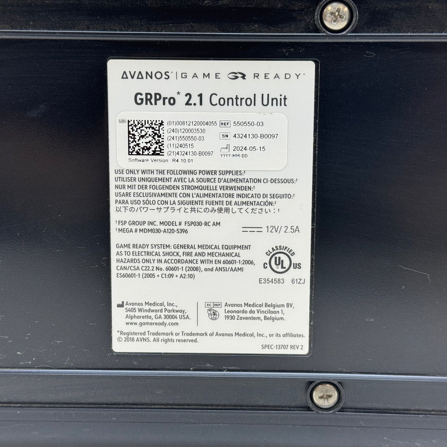 Game Ready GRPro 2.1  Control Unit 550550-03