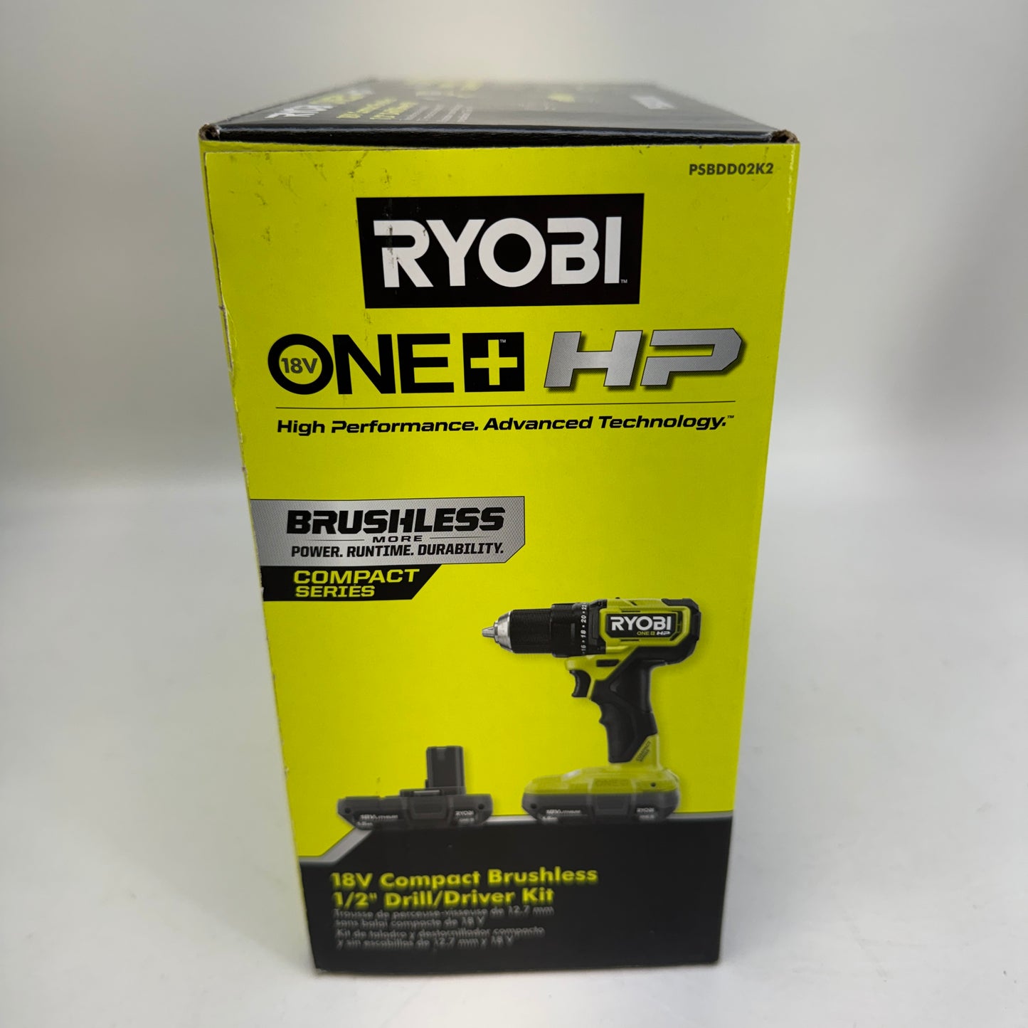 New Ryobi PSBDD02K2 18V ONE+ HP Brushless Compact Drill/Driver Kit