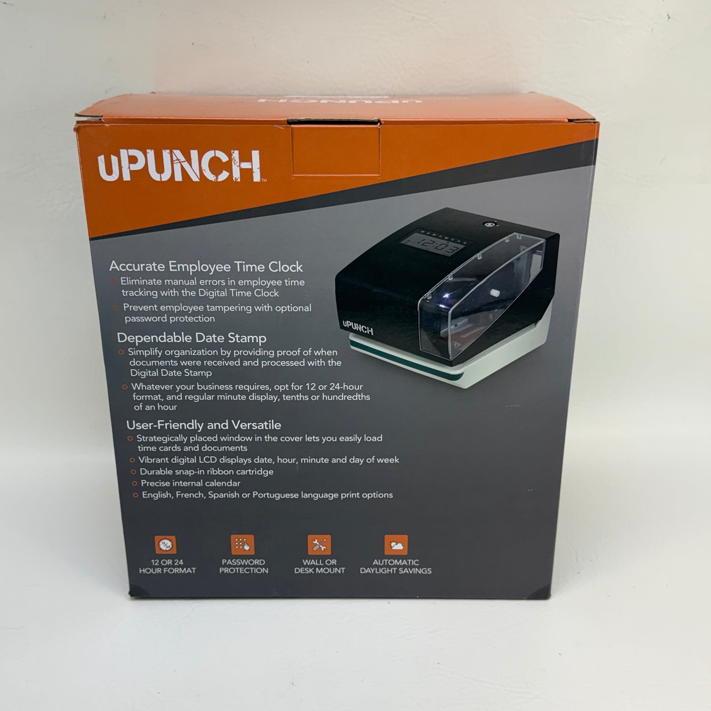 New uPUNCH CR1000 Digital Time Clock & Date Stamp
