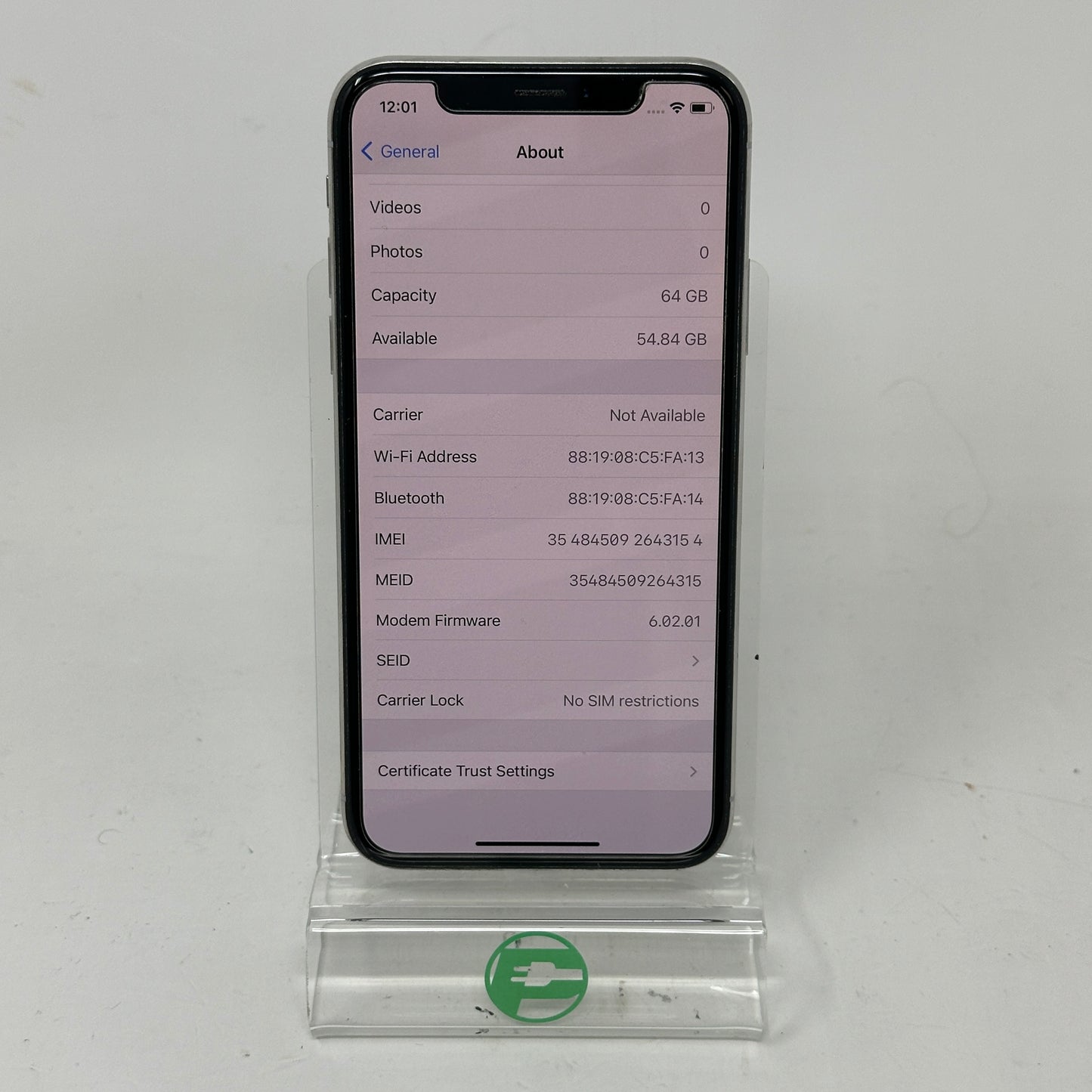 Factory Unlocked Apple iPhone X 64GB Silver NQCL2LL/A