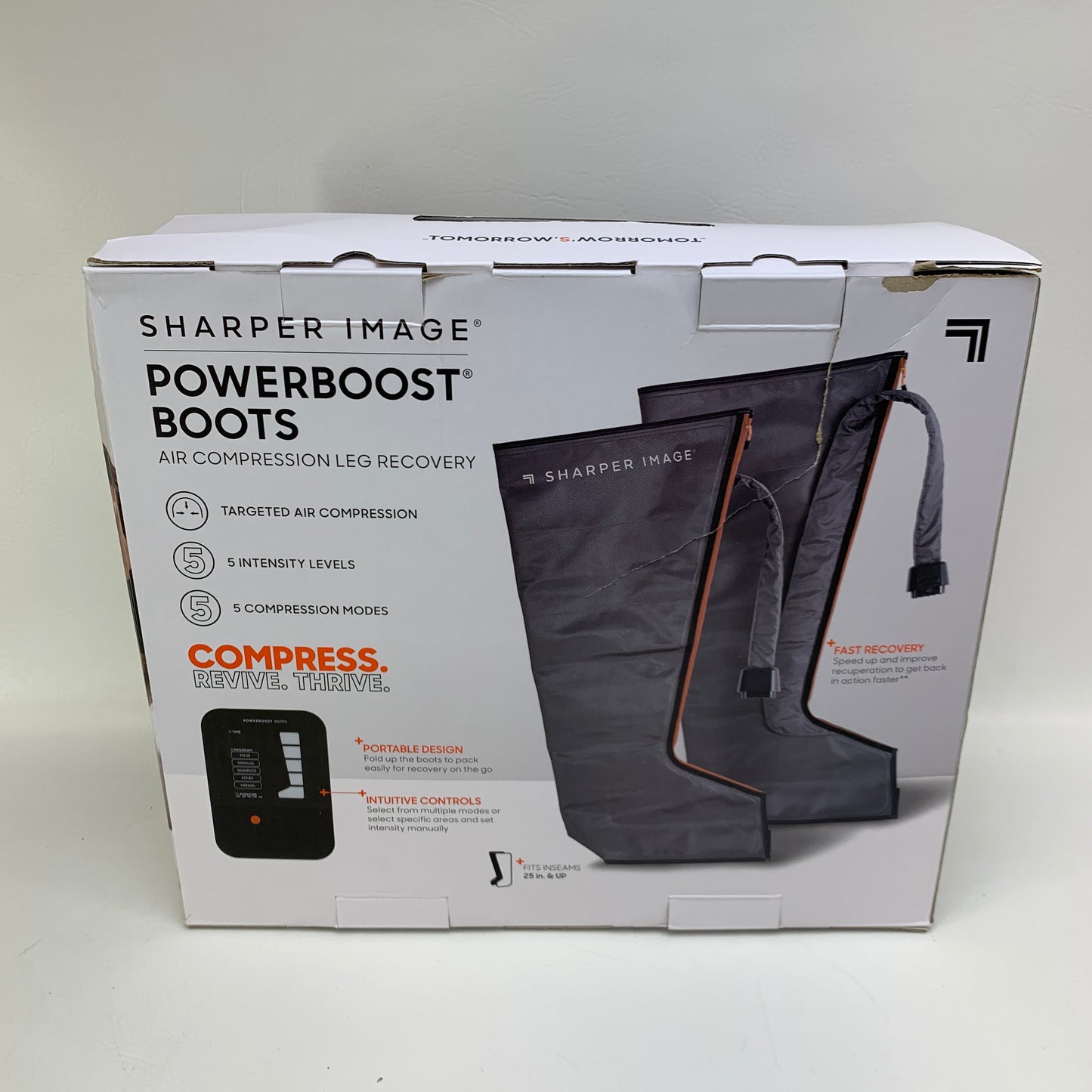 New Sharper Image Powerboost Boots Air Compression Leg Recovery 90644079