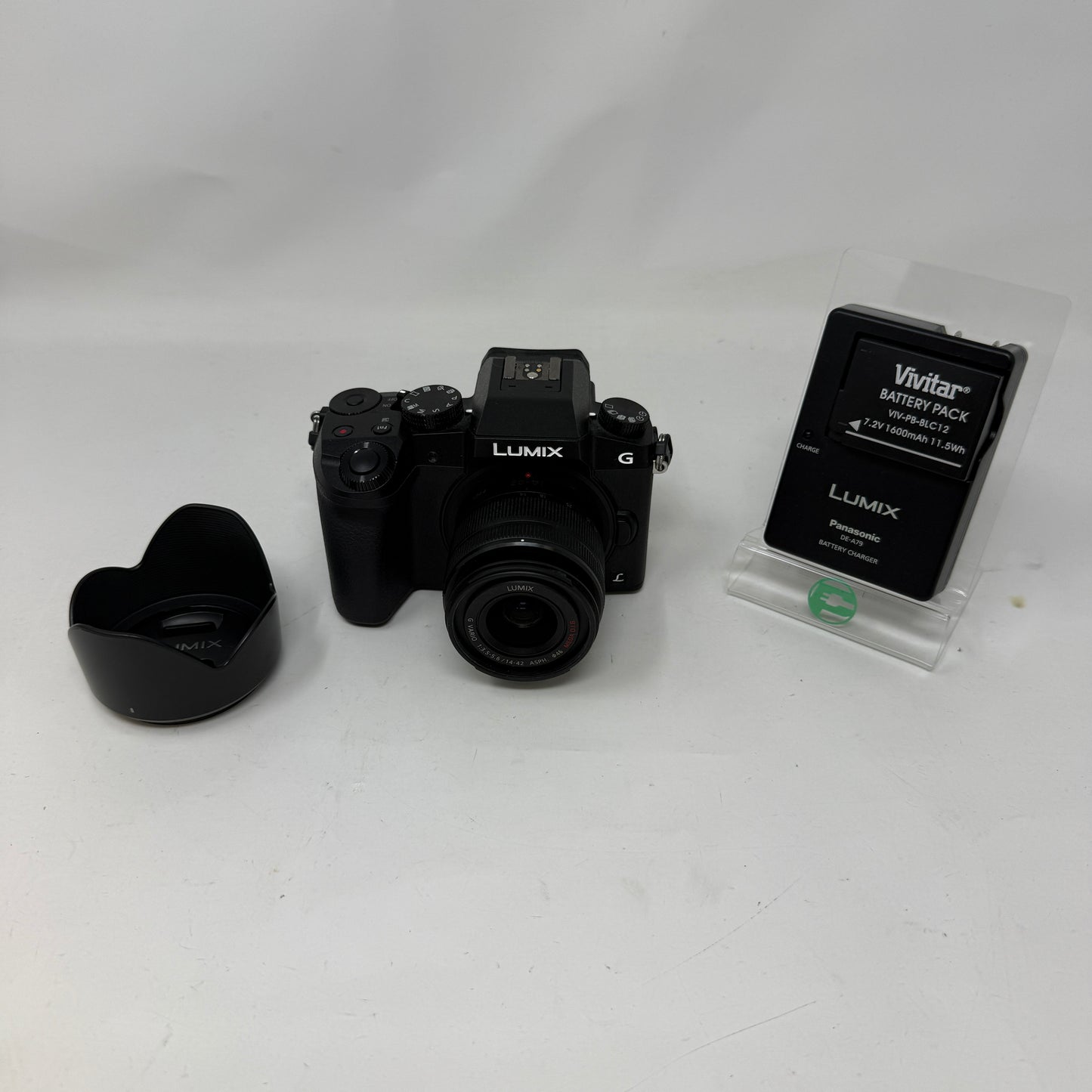 Panasonic Lumix DMC-G7 4K Mirrorless Camera w/14-42mm Lens,Charger & Hood Black