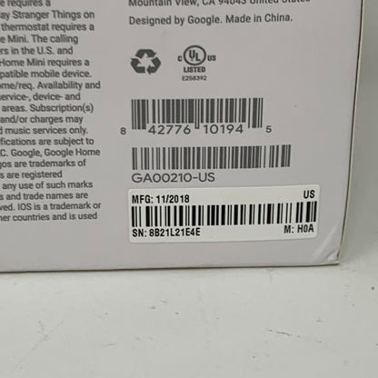 Google Home Mini Smart Speaker w/ Google Assistant GA00210-US