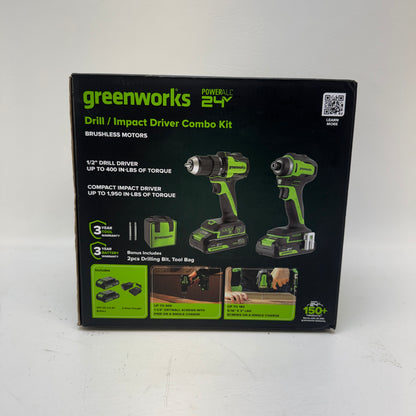 New Greenworks CKG3201 24V Cordless Drill/Impact Driver 94408452