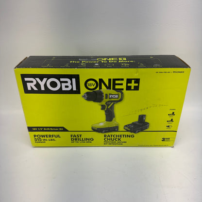 New Ryobi PCL206K2 18V ONE+ Cordless 1/2" Drill/Driver Kit 