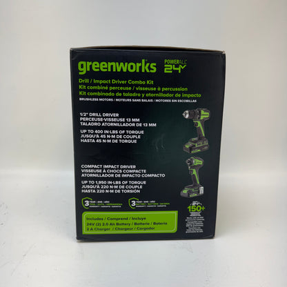 New Greenworks CKG3201 24V Cordless Drill/Impact Driver 94408452