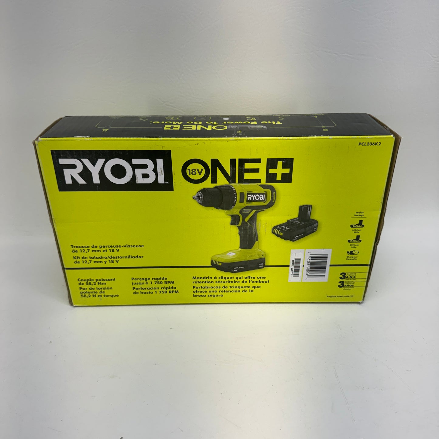 New Ryobi PCL206K2 18V ONE+ Cordless 1/2" Drill/Driver Kit 