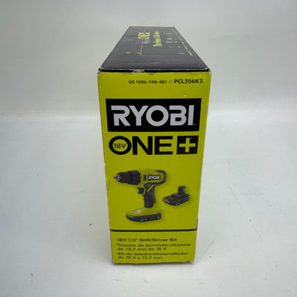 New Ryobi PCL206K2 18V ONE+ Cordless 1/2" Drill/Driver Kit 