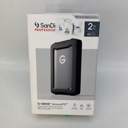 New SanDisk G-Drive ArmorATD 2TB Rugged External Hard Drive USB-C 3.2 IP54 HDD
