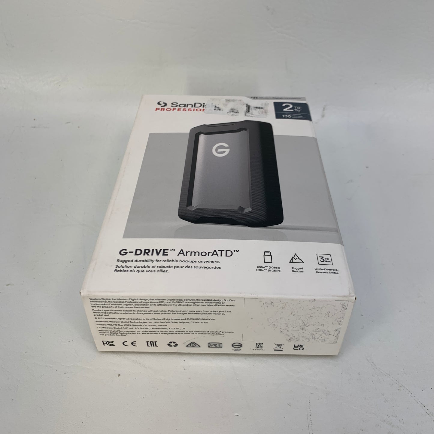 New SanDisk G-Drive ArmorATD 2TB Rugged External Hard Drive USB-C 3.2 IP54 HDD
