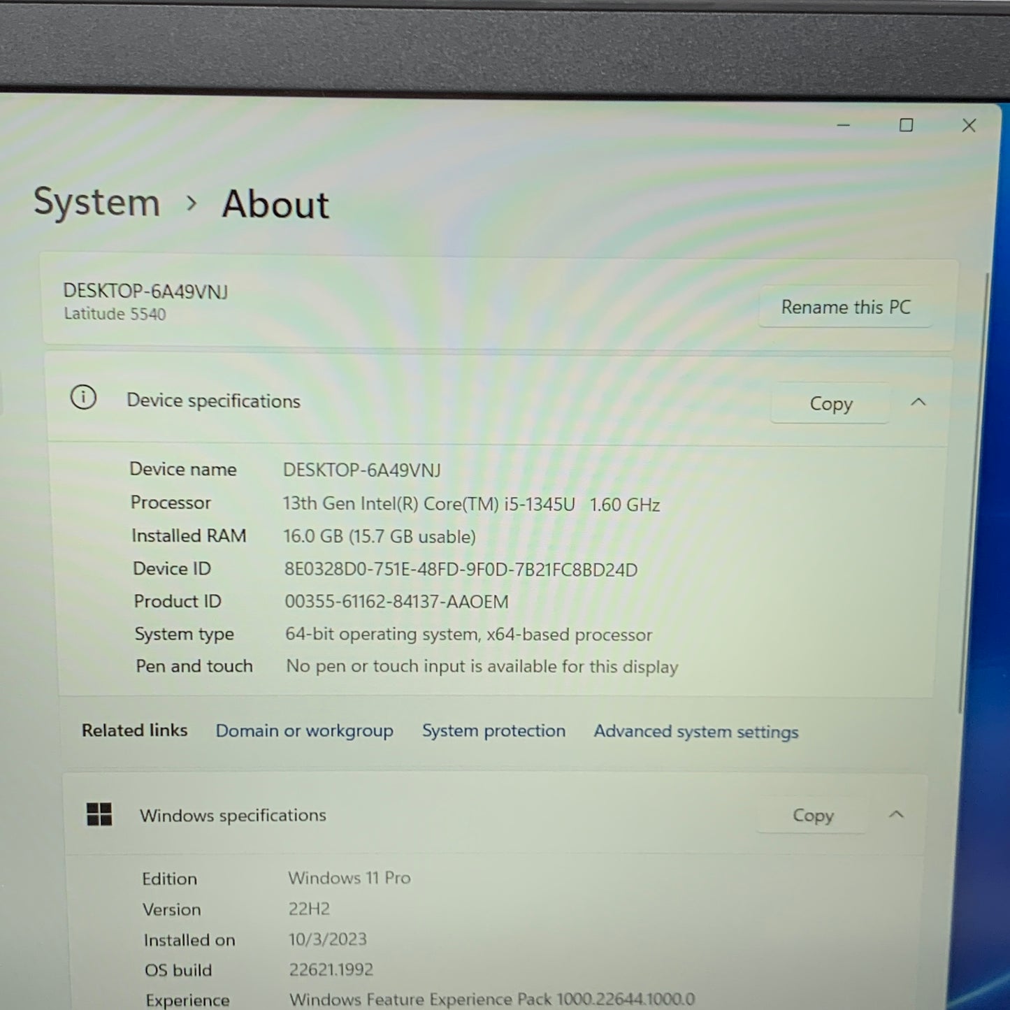 Dell Latitude 5540 15.6" i5-1345U 1.6GHz 16GB RAM 512GB SSD