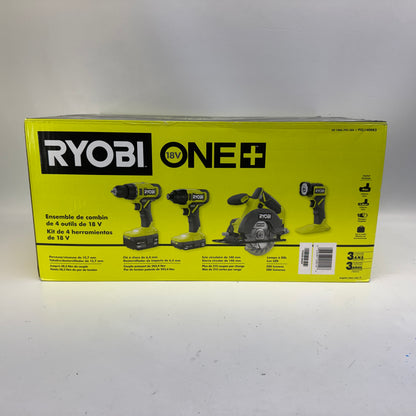 New Ryobi PCL1400K2 18V Cordless 4-Tool Combo Kit  Battery Charger and Storage Bag