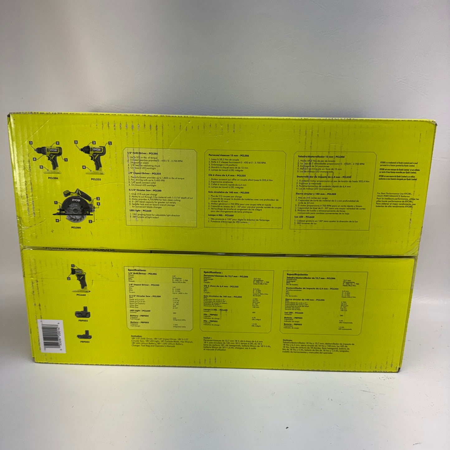 New Ryobi PCL1400K2 18V Cordless 4-Tool Combo Kit  Battery Charger and Storage Bag