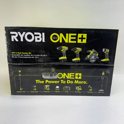 New Ryobi PCL1400K2 18V Cordless 4-Tool Combo Kit  Battery Charger and Storage Bag