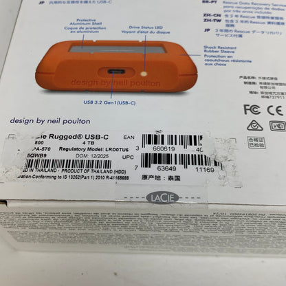 New LaCie 2.5" Rugged USB-C 4TB HDD STFR4000800