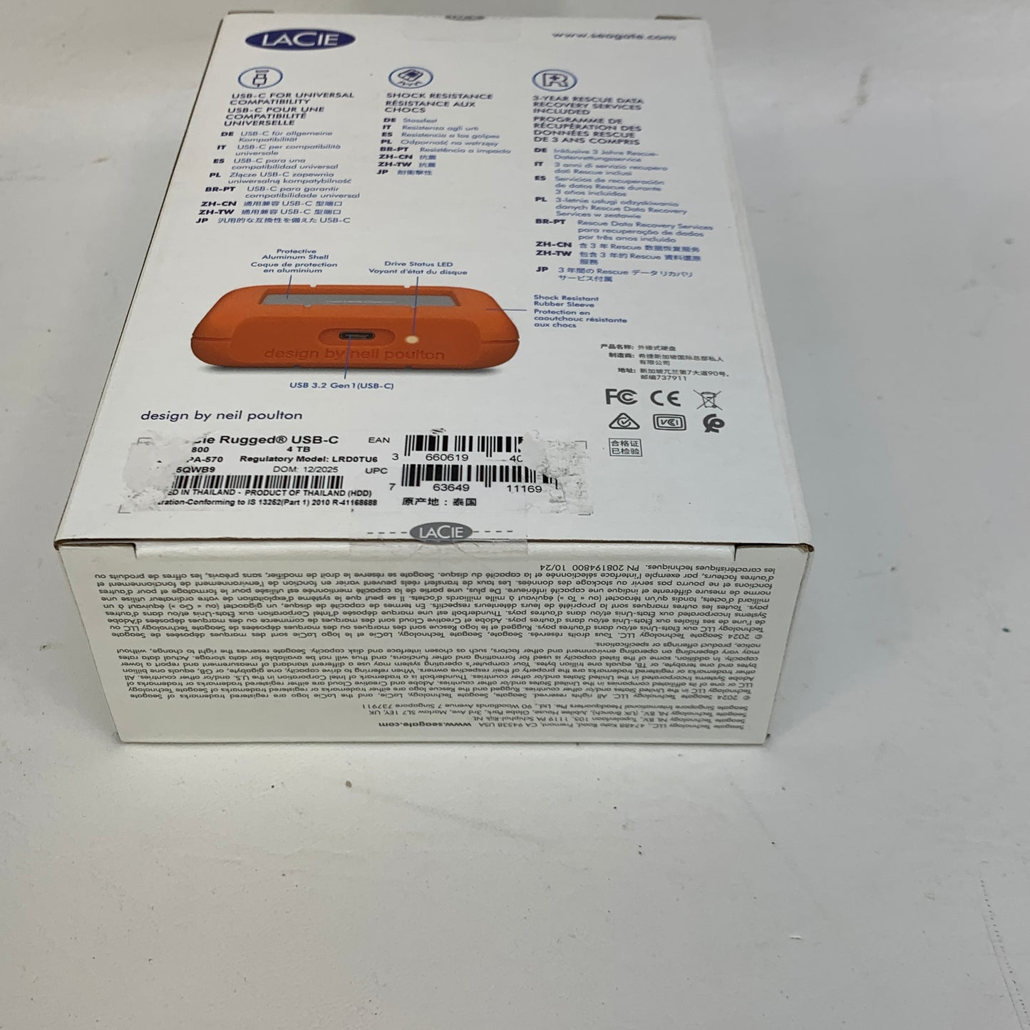 New LaCie 2.5" Rugged USB-C 4TB HDD STFR4000800