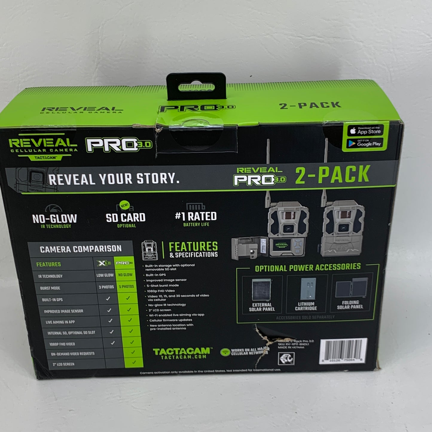 New Tactacam Reveal 2-Pack Pro 3.0 Cellular Trail Camera 2-Pack RV-XP3-BNDL1