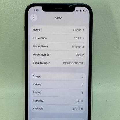 Factory Unlocked Apple iPhone 12 64GB Black MGFL3LL/A