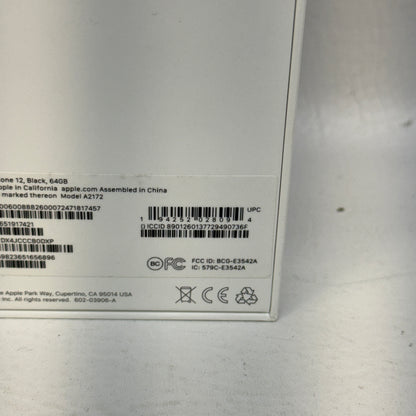 Factory Unlocked Apple iPhone 12 64GB Black MGFL3LL/A