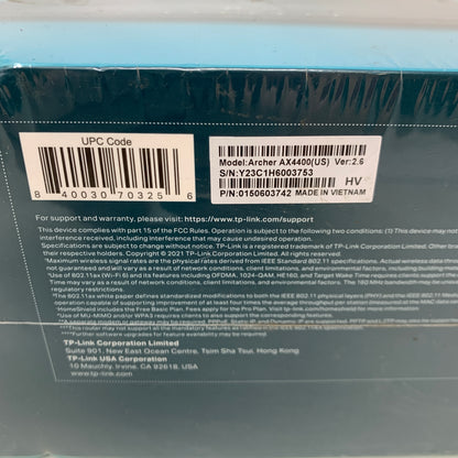 New TP-Link Archer Dual Band WiFi 6 AX4400 Mesh WiFi Router
