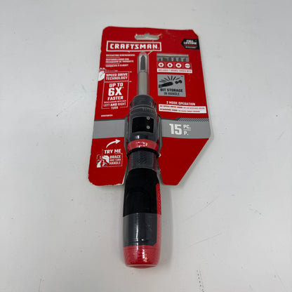 New Craftsman CMHT68134 15-Pc 6X SpeedDrive Ratcheting Multi-Bit Screwdriver Set