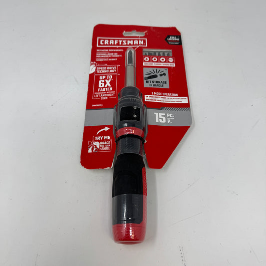 New Craftsman CMHT68134 15-Pc 6X SpeedDrive Ratcheting Multi-Bit Screwdriver Set