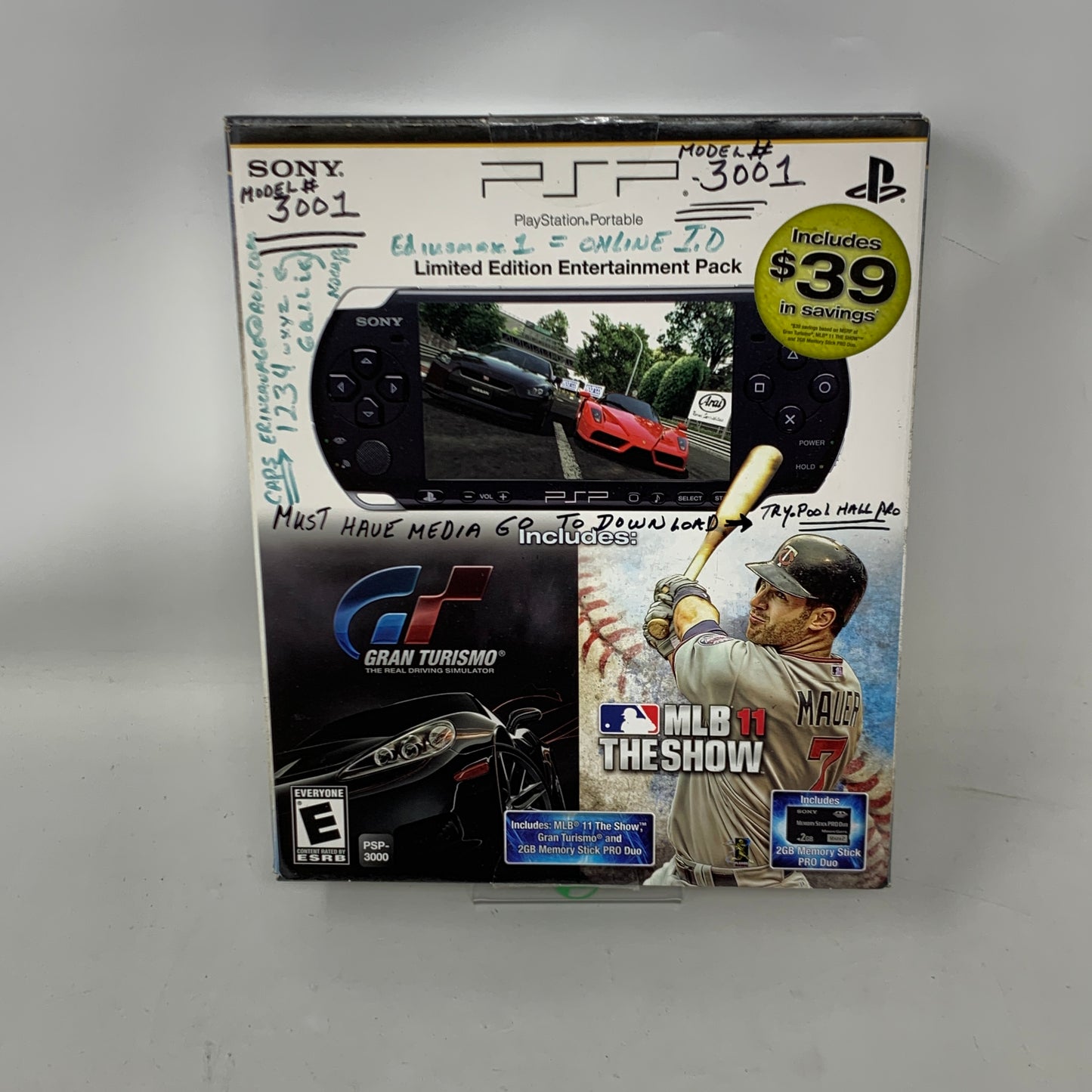 Sony PlayStation Portable PSP-3001 Handheld Console Gaming System Black