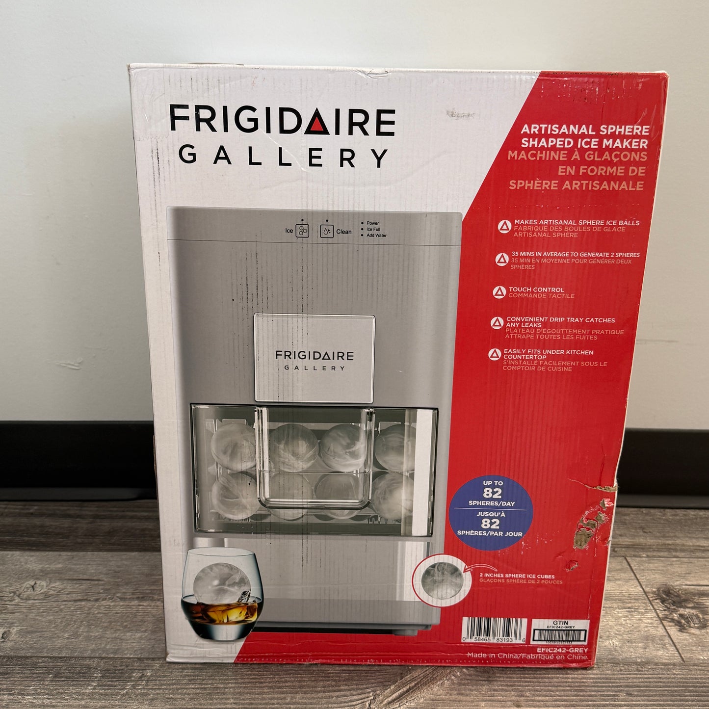 New Frigidaire Artisinal Sphere Countertop Ice Maker  EFIC242-GREY