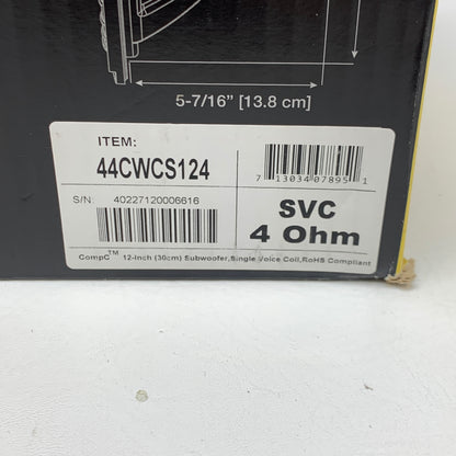 Kicker 44CWCS124 CompC 12 600 Watt 4 Ohm Single Voice Coil Car Audio Subwoofer