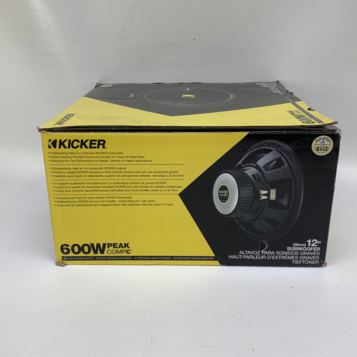 Kicker 44CWCS124 CompC 12 600 Watt 4 Ohm Single Voice Coil Car Audio Subwoofer