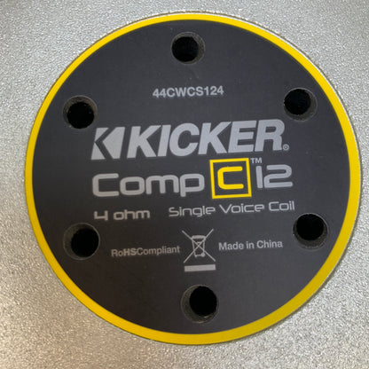 Kicker 44CWCS124 CompC 12 600 Watt 4 Ohm Single Voice Coil Car Audio Subwoofer