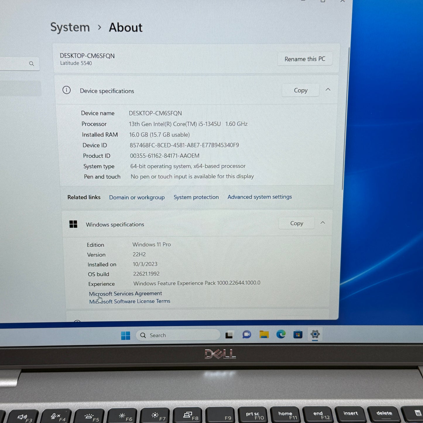 Dell Latitude 5540 15.6" i5-1345U 1.6GHz 16GB RAM 512GB SSD